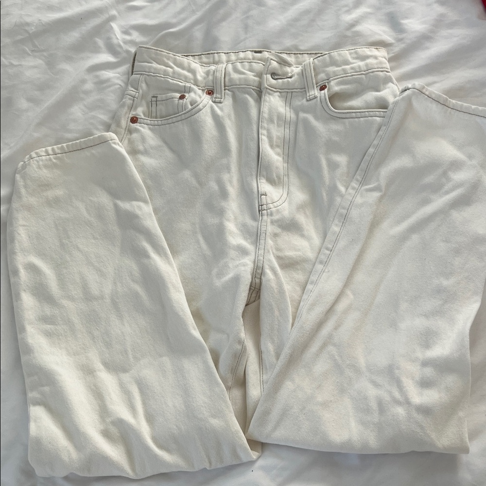 Cream Denim Mom Jeans
